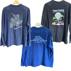 Tommy Bahama Tshirt Bundle Navy and Black Graphic Long Sleeve Tees Men’s Medium